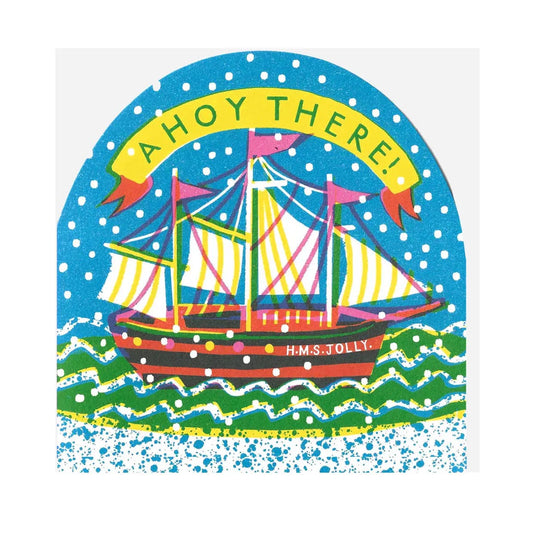 THE PRINTED PEANUT Ship Snow Globe Card