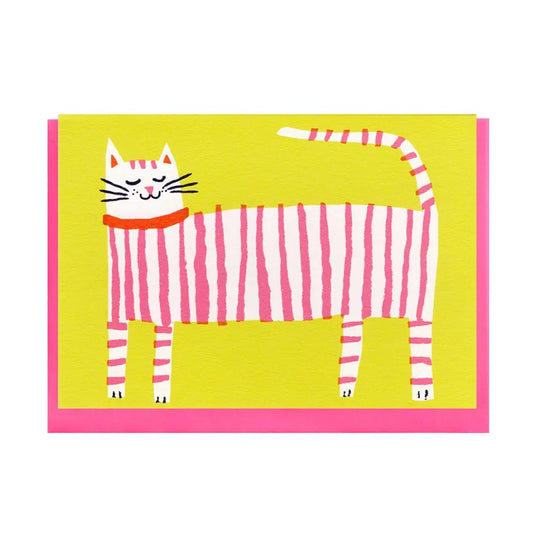 THE PRINTED PEANUT Stripey Cat Card