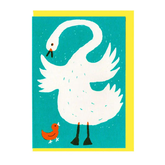 THE PRINTED PEANUT Swan &  Cygnet Card