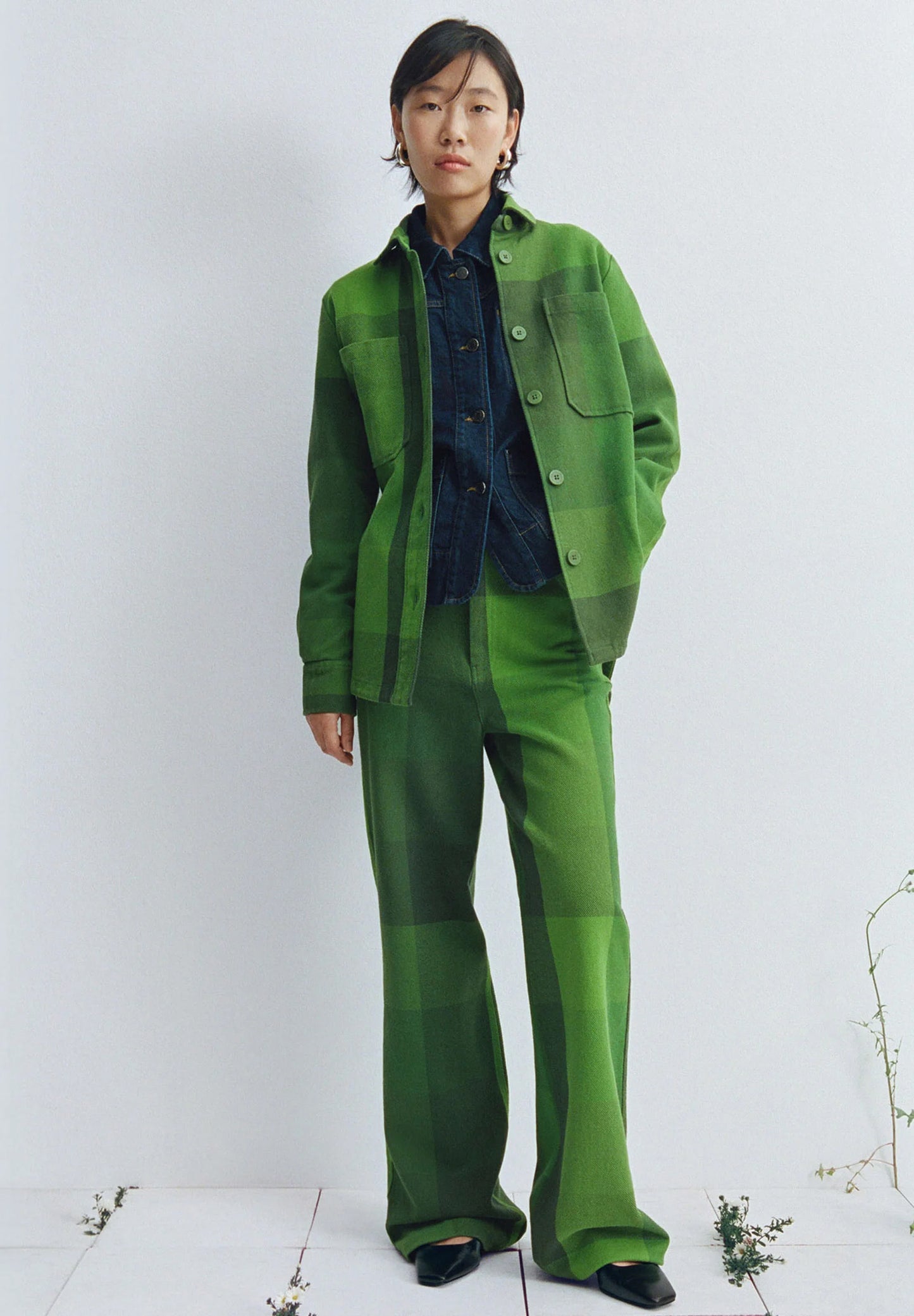 THINKING MU Blanket Trousers Green