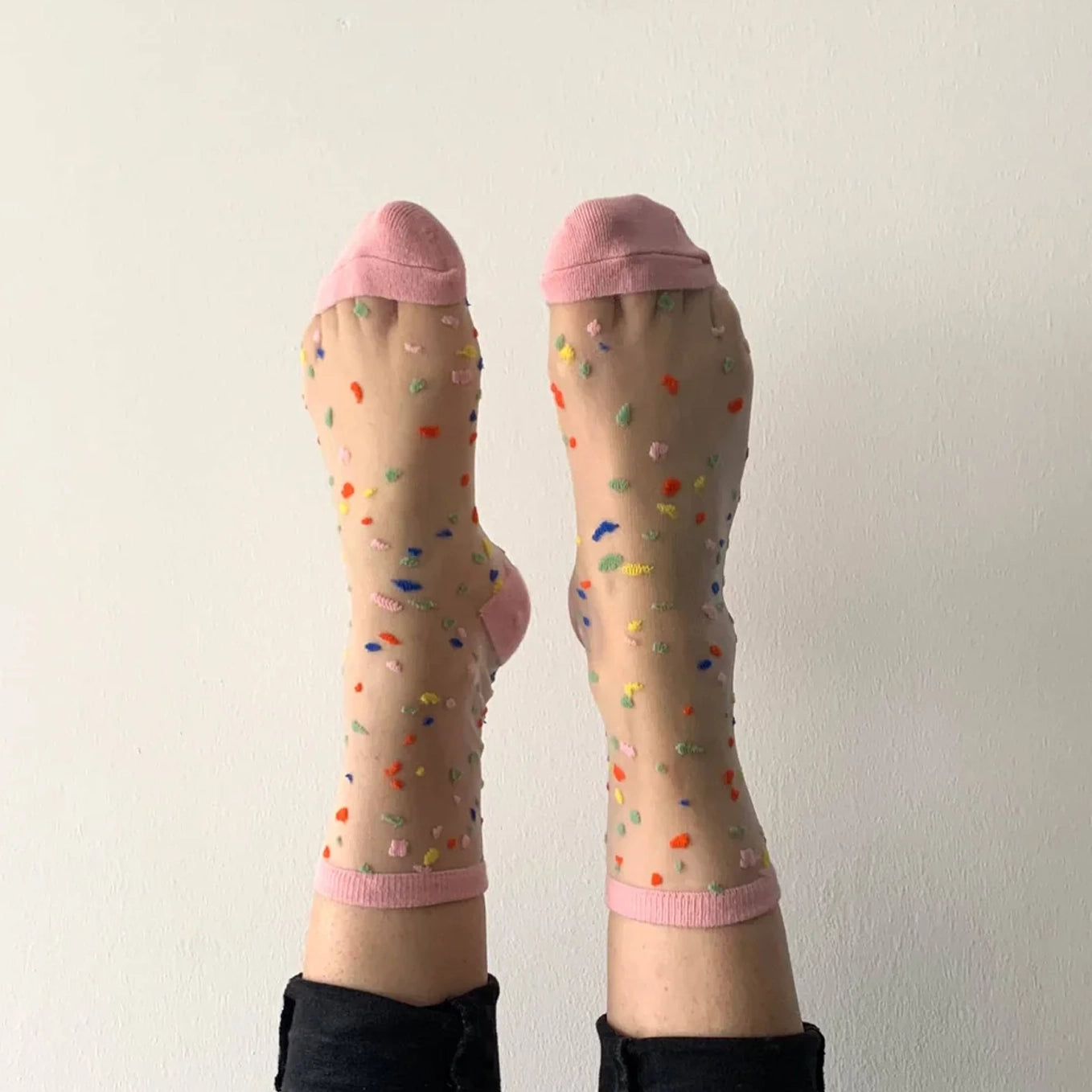 SOCKETTE Pink Confetti Sheer Socks