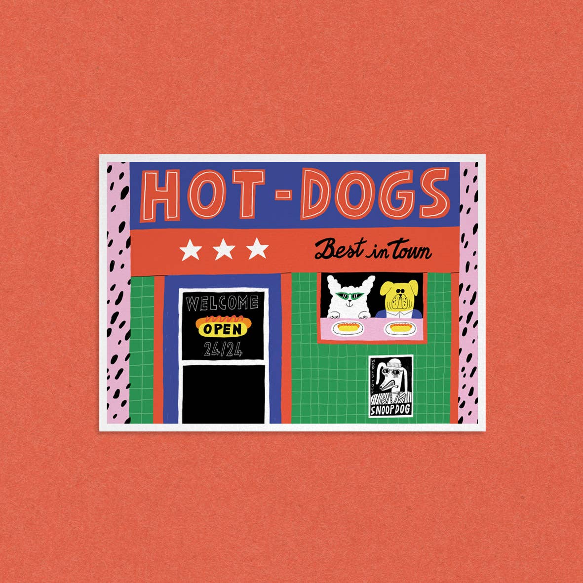 DANS LES DENTS Postcard HOT DOGS