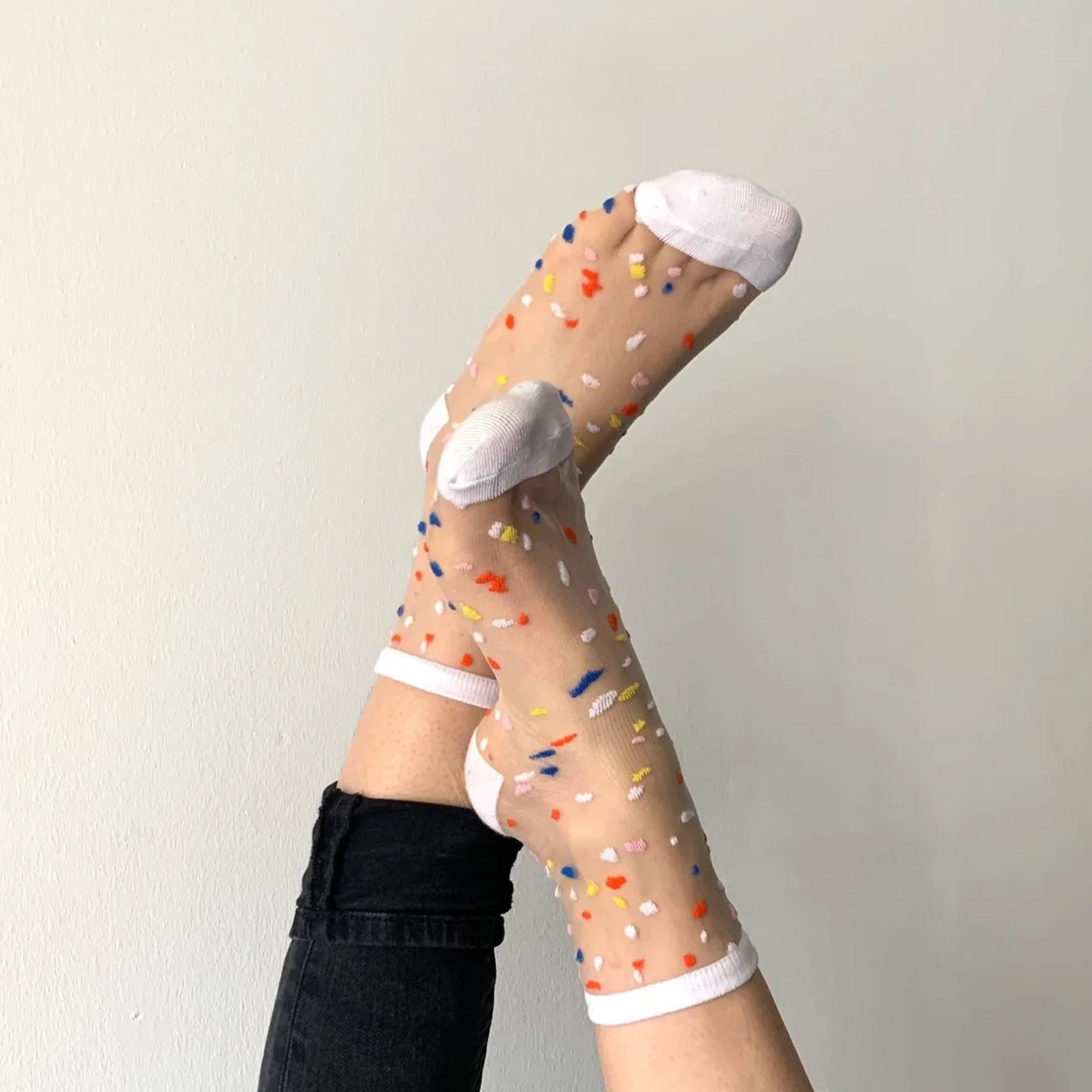 SOCKETTE White Confetti Sheer Socks