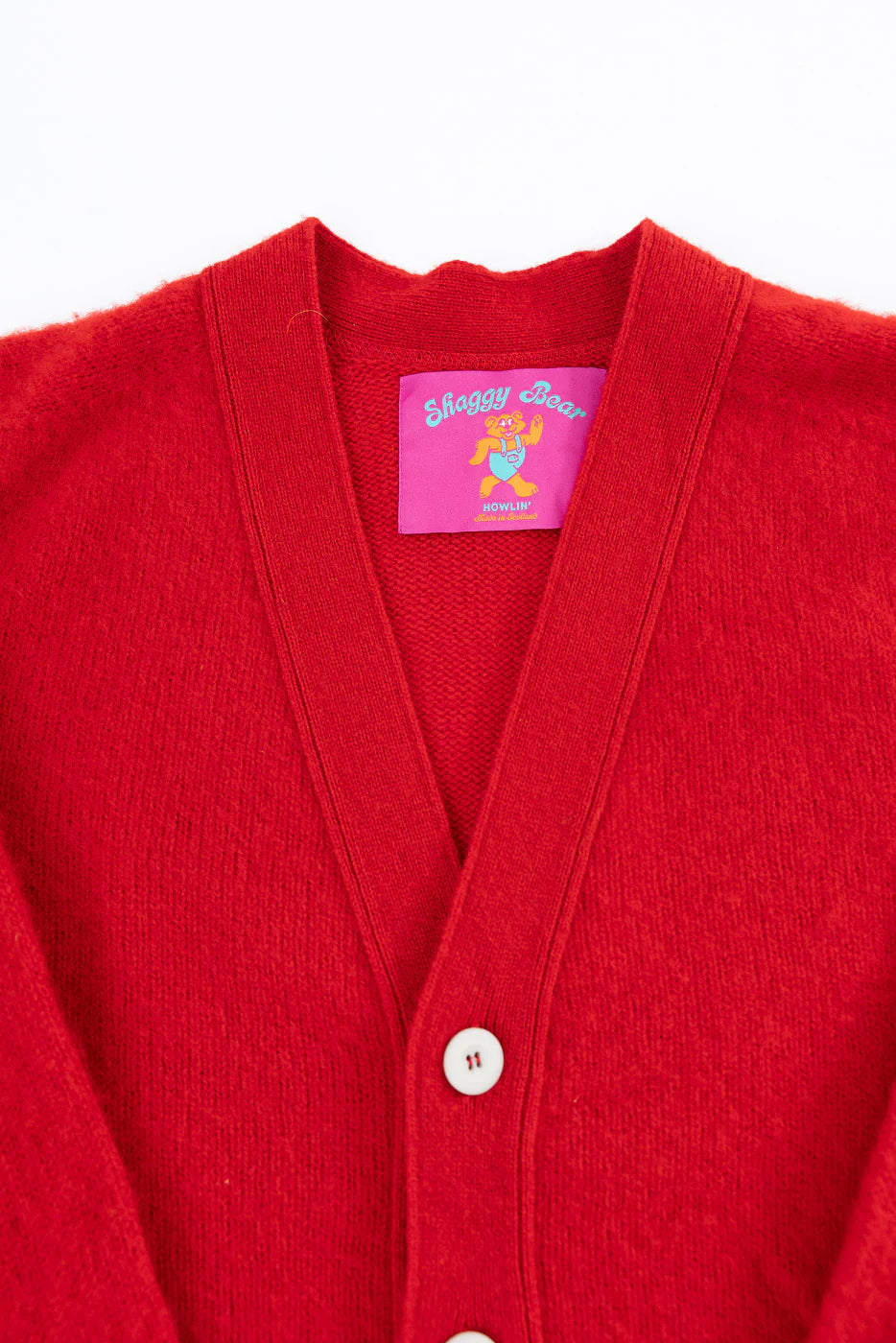 HOWLIN' Mens Shaggy Bear Cardigan Red