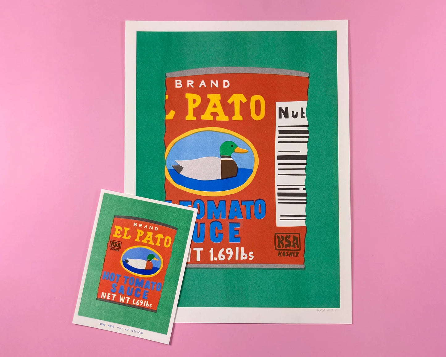 WE ARE OUT OF OFFICE A3 El Pato Risograph Print