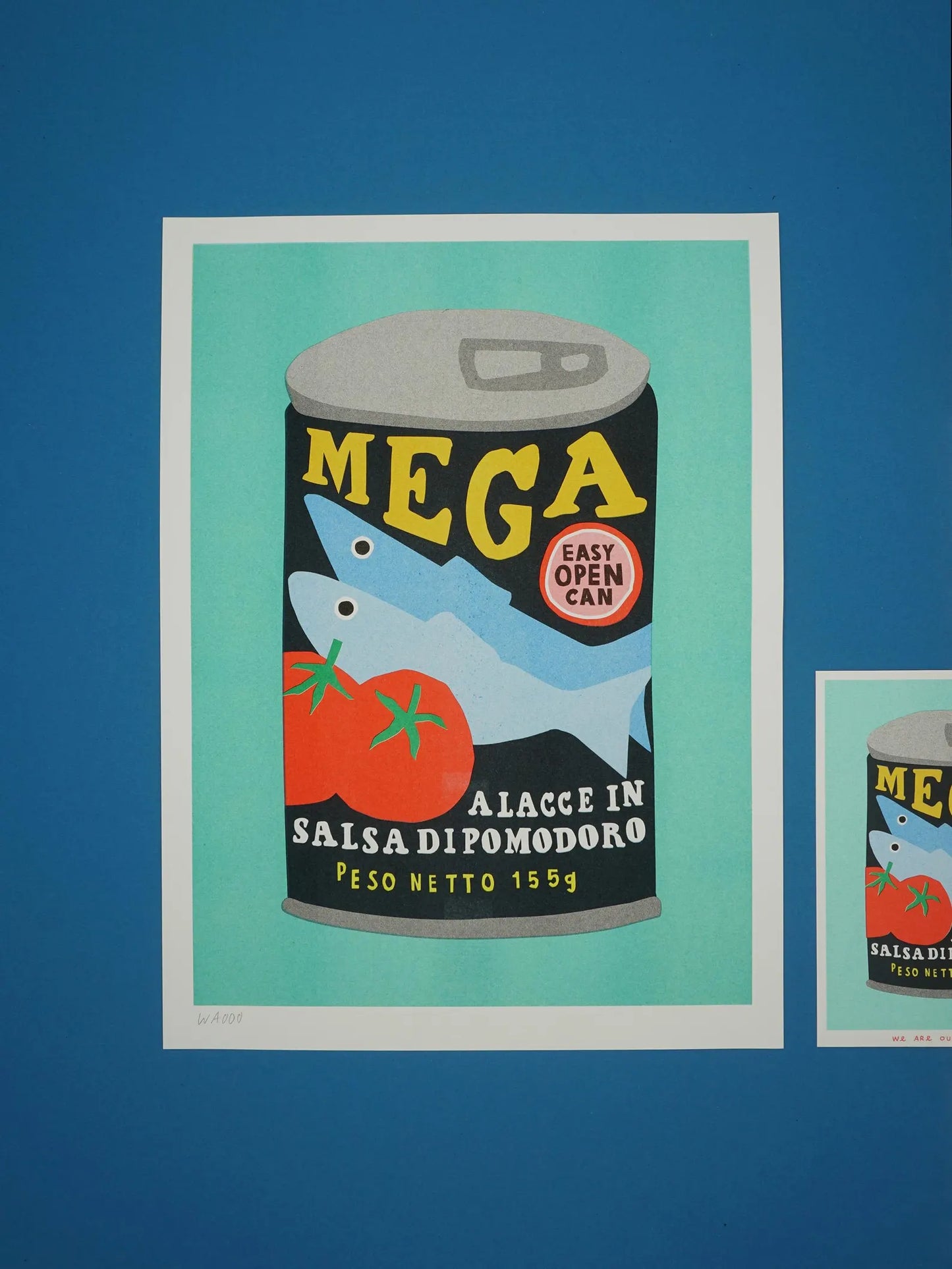 WE ARE OUT OF OFFICE A3 Mega Fish Risograph Print