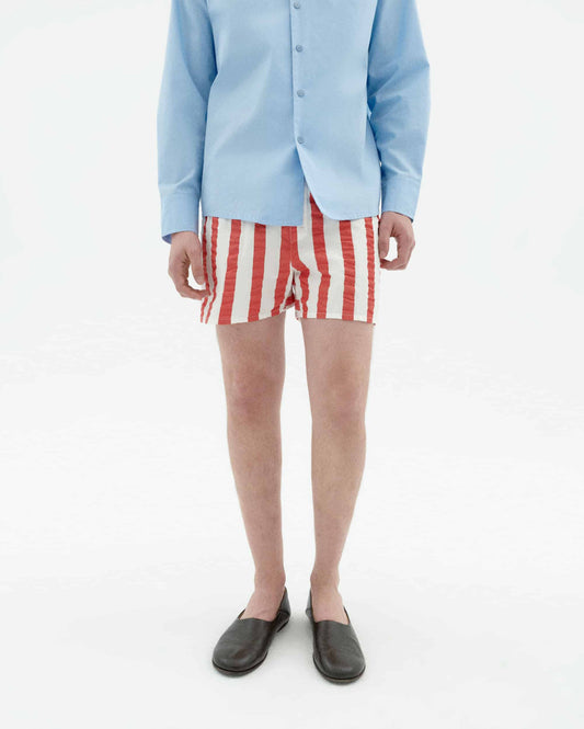 THINKING MU Red striped Seersucker boxers