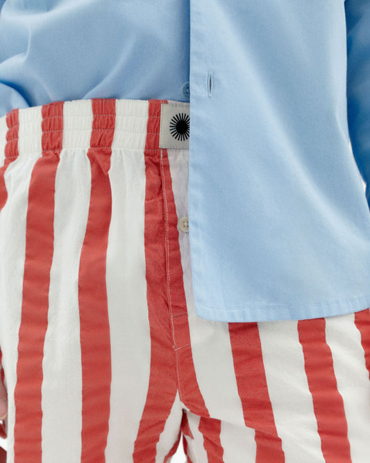 THINKING MU Red striped Seersucker boxers