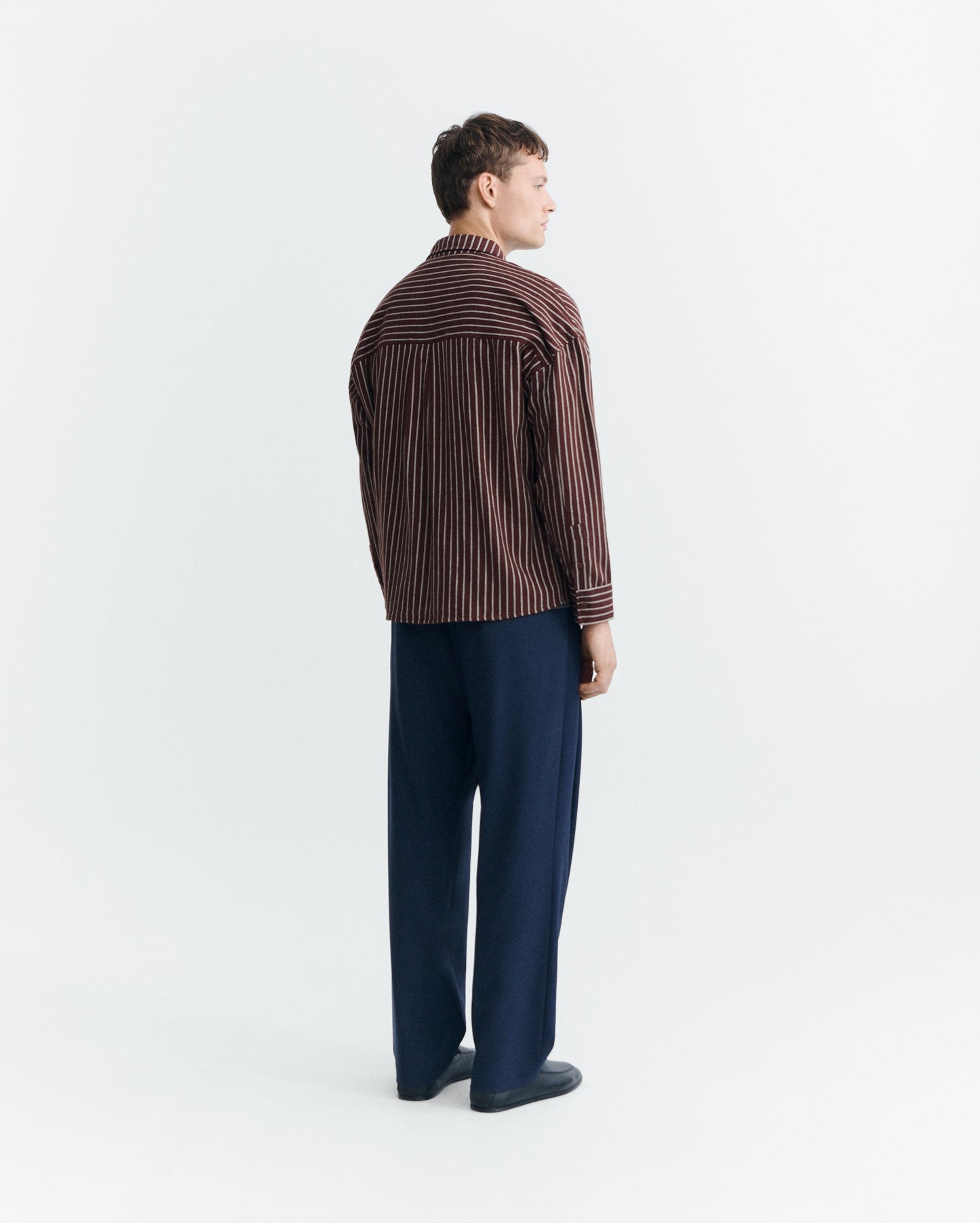 THINKING MU Jim Shirt Ohara Brushed Stripes
