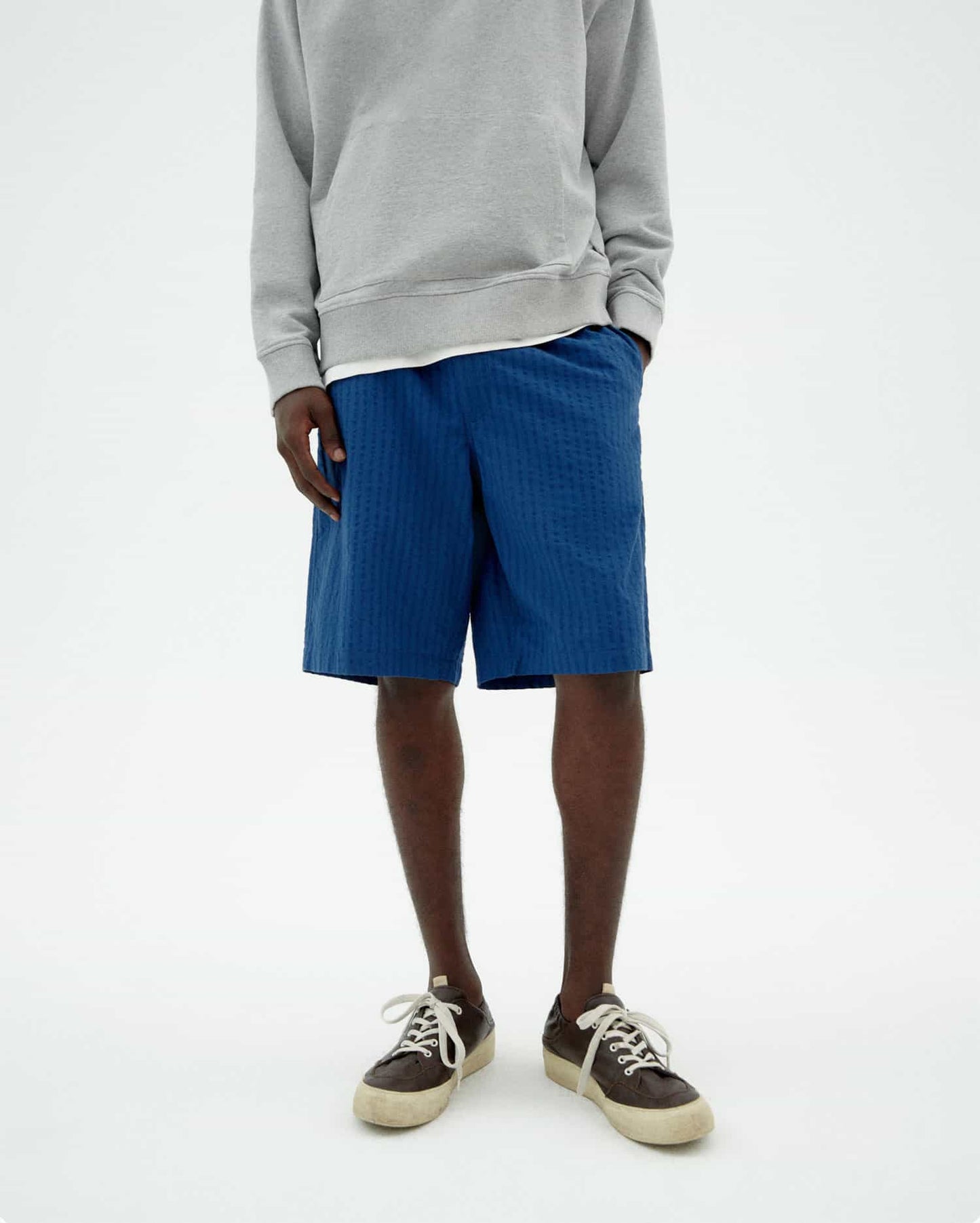 THINKING MU Seersucker Gasper Bermuda Shorts