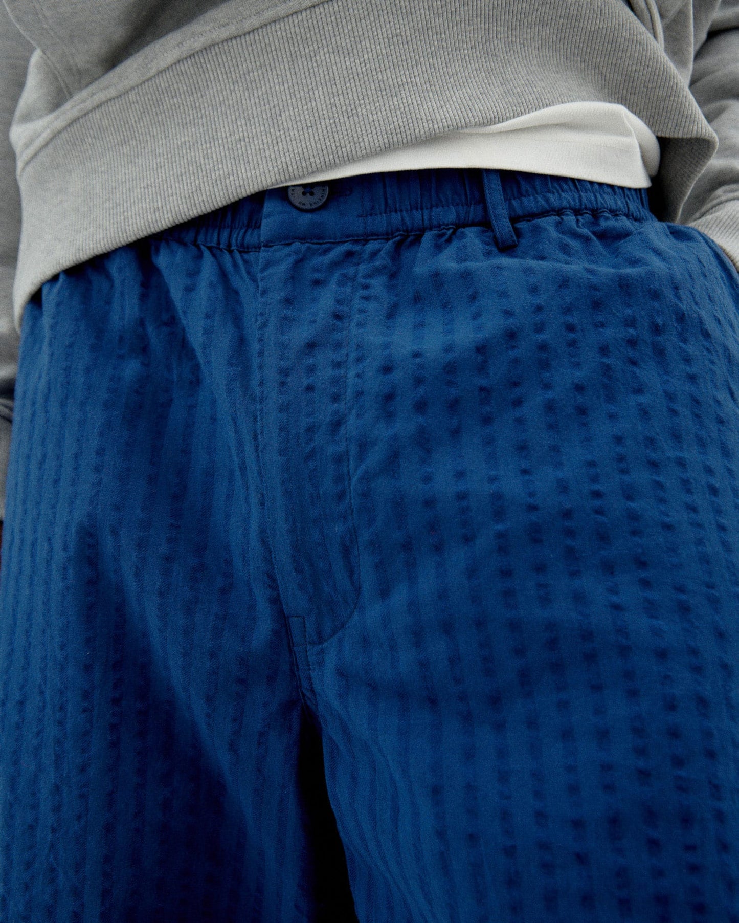 THINKING MU Seersucker Gasper Bermuda Shorts