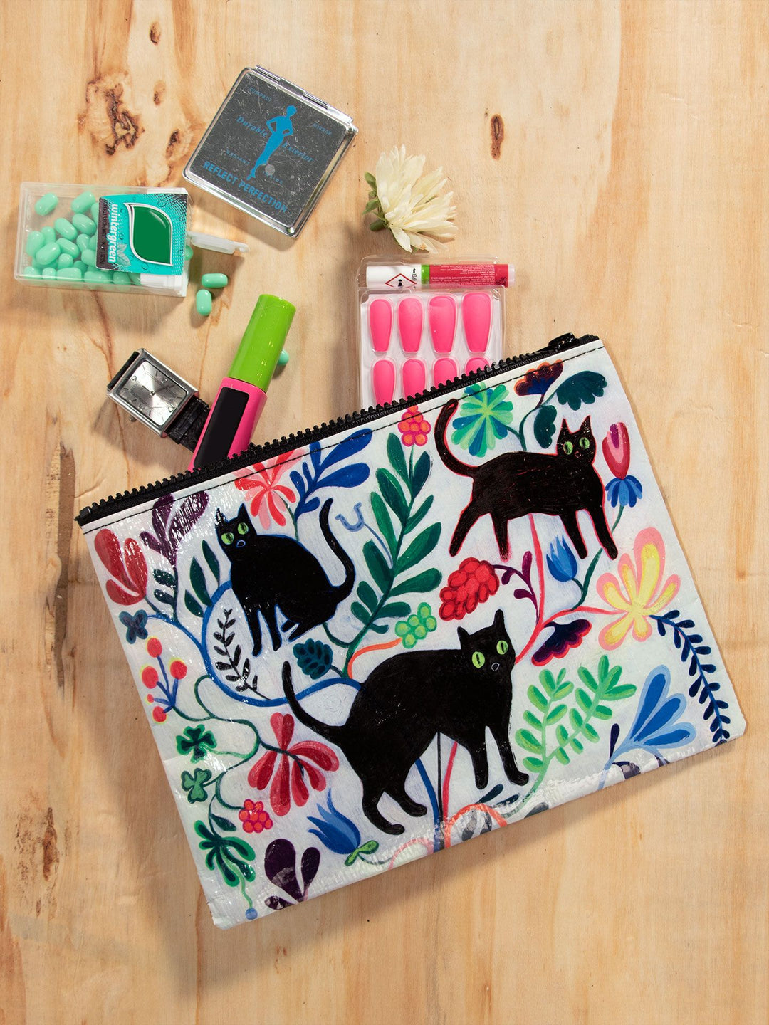 BLUE Q Here Kitty Zipper Pouch