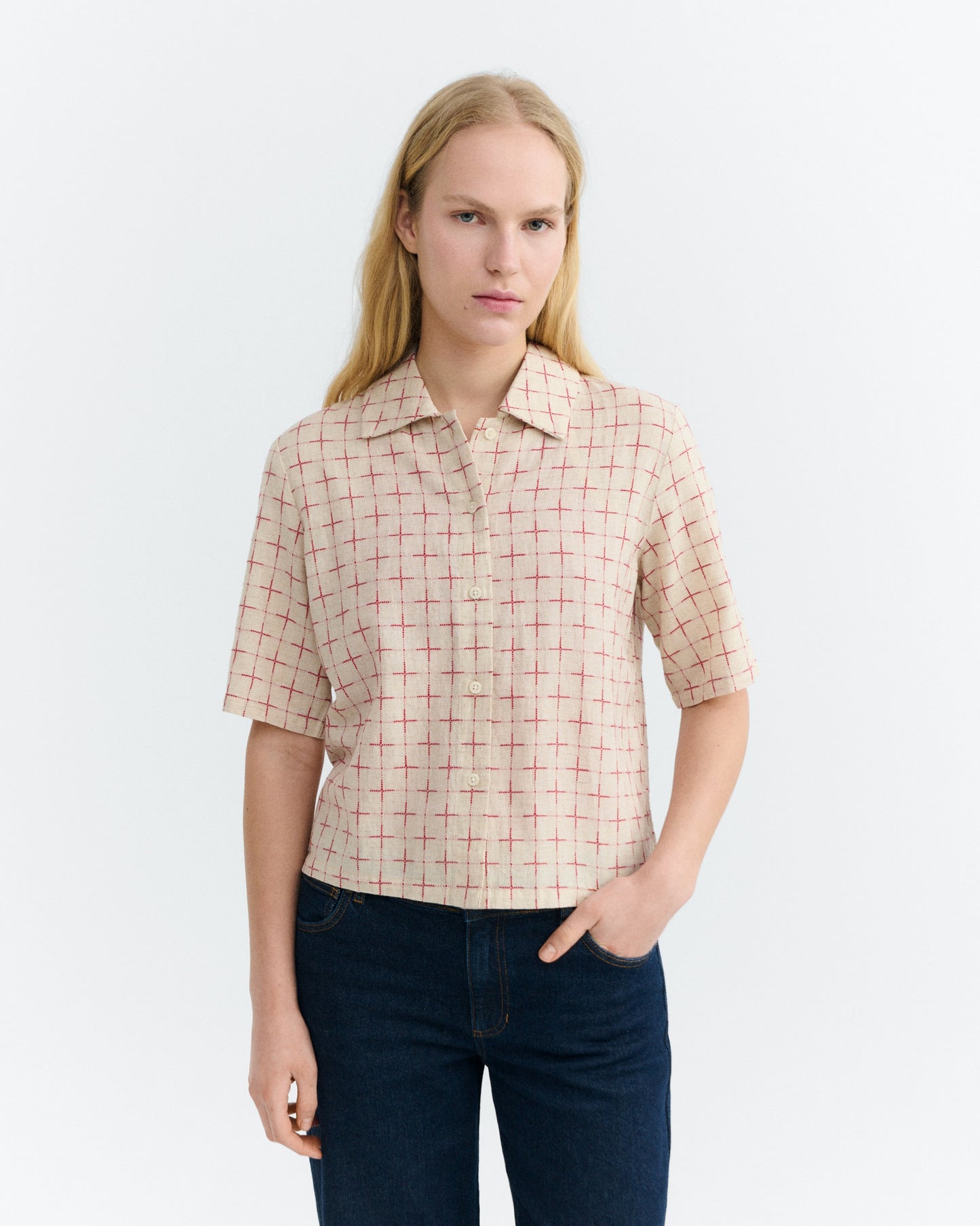 THINKING MU Lattice Ane Blouse