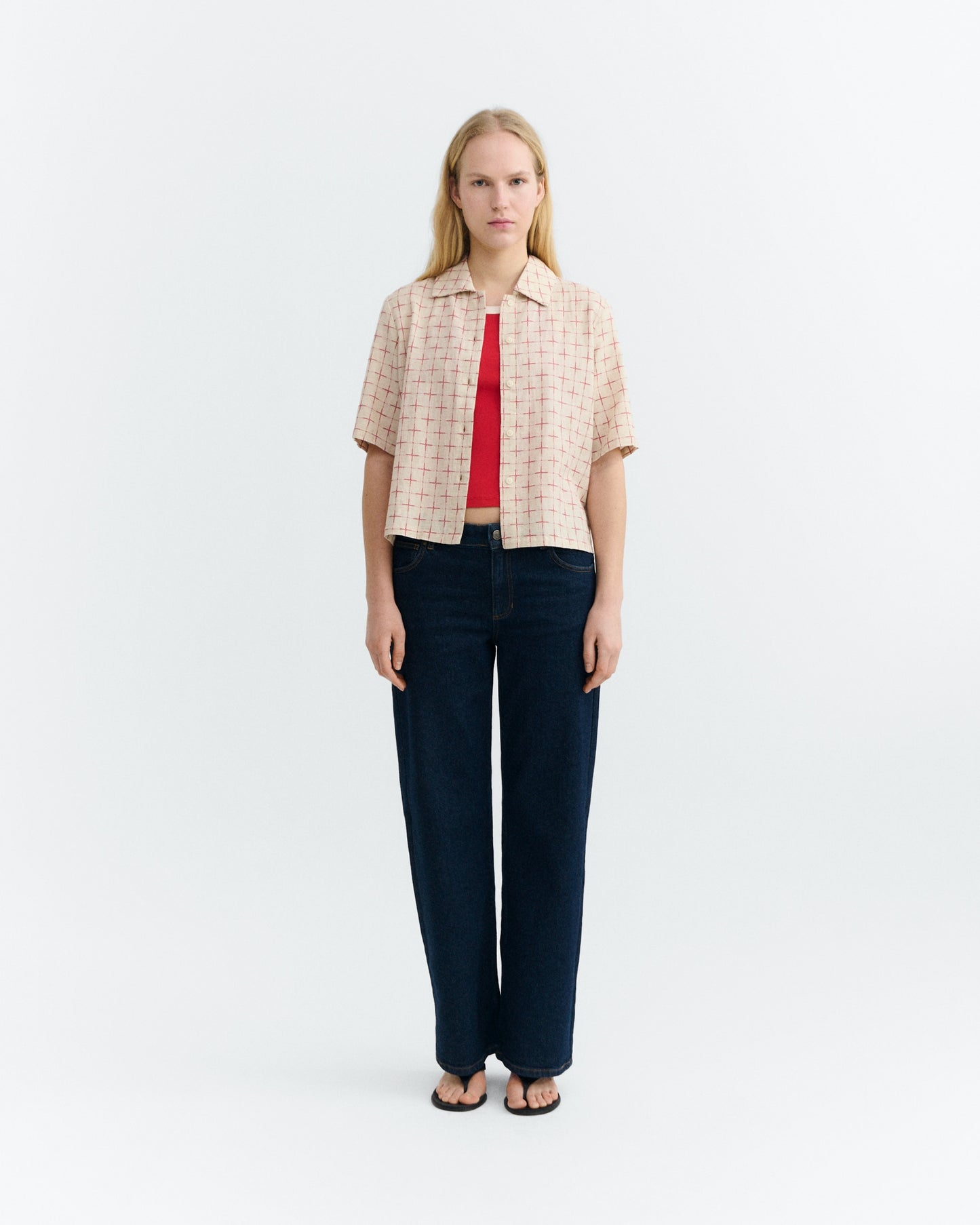 THINKING MU Lattice Ane Blouse