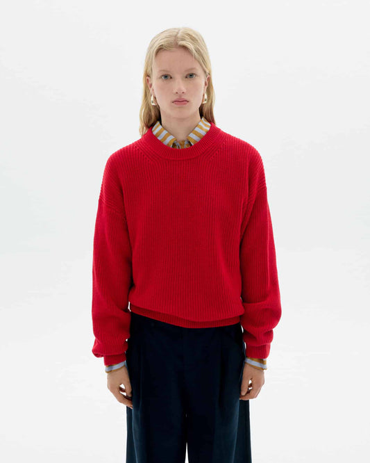 THINKING MU Red Carmen Knitted Jumper