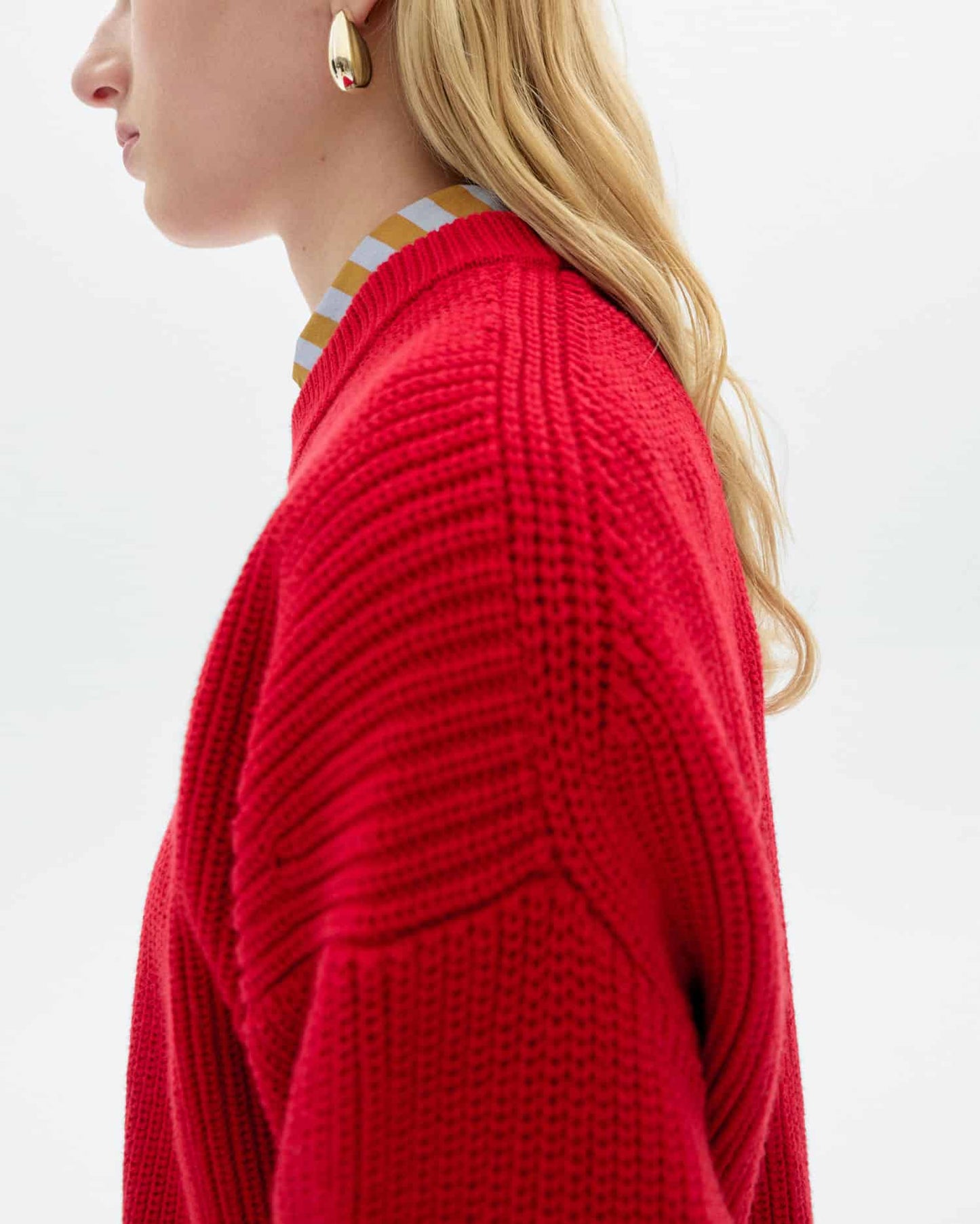 THINKING MU Red Carmen Knitted Jumper