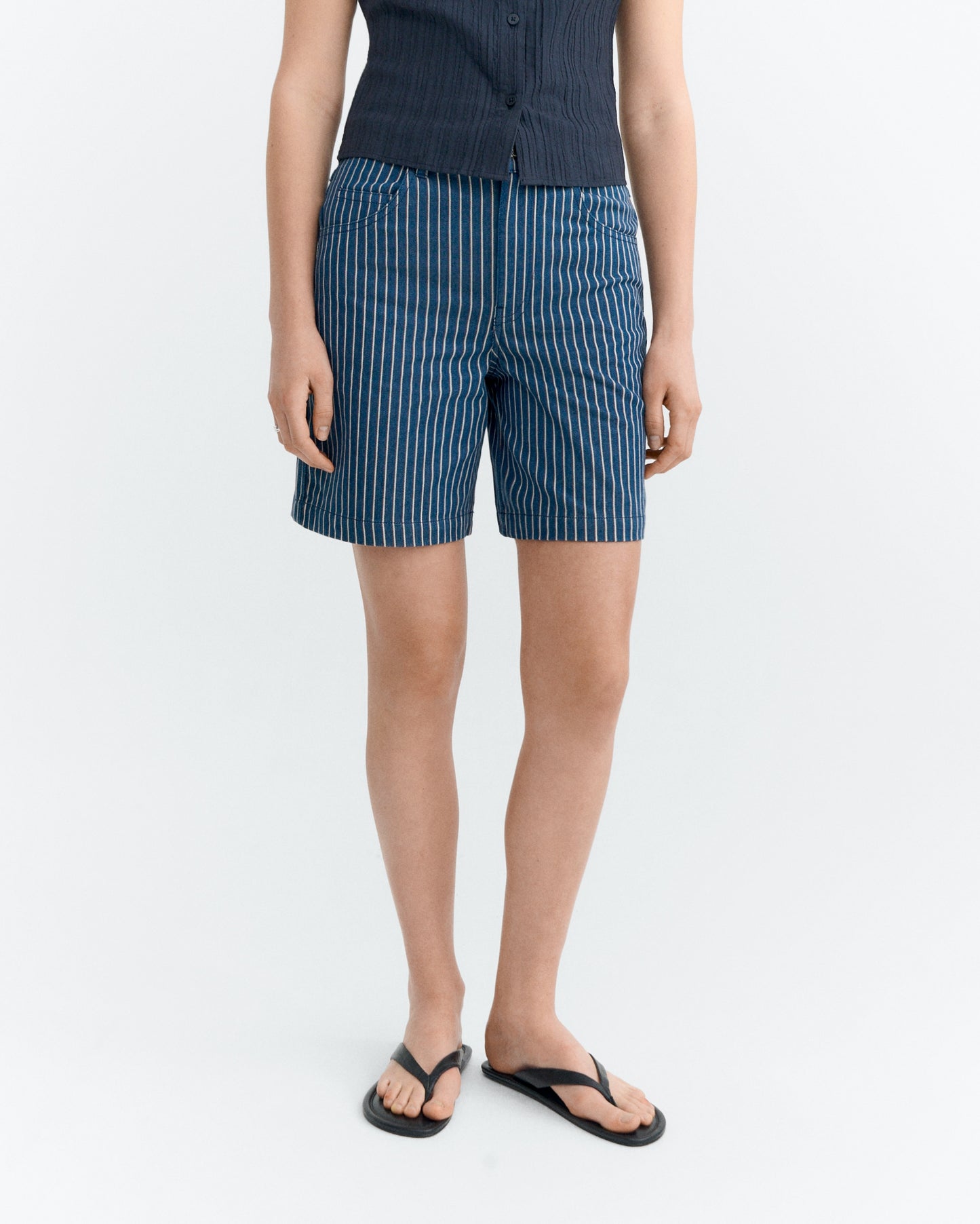THINKING MU Railway Stripes Luisa Shorts