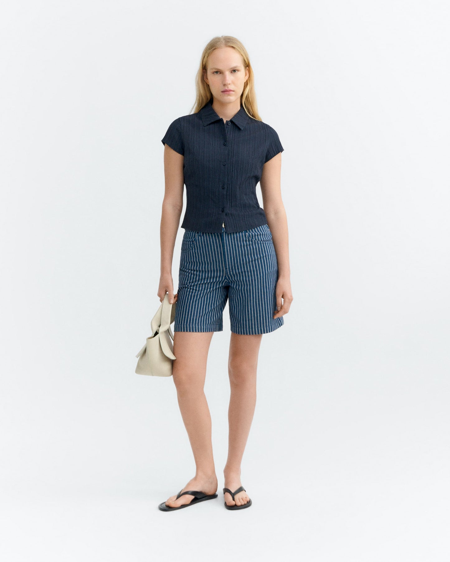 THINKING MU Railway Stripes Luisa Shorts