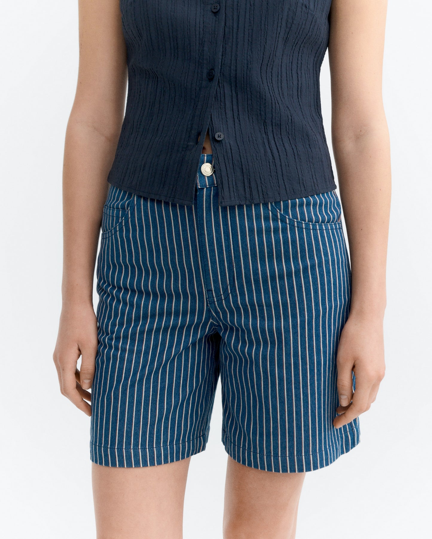 THINKING MU Railway Stripes Luisa Shorts