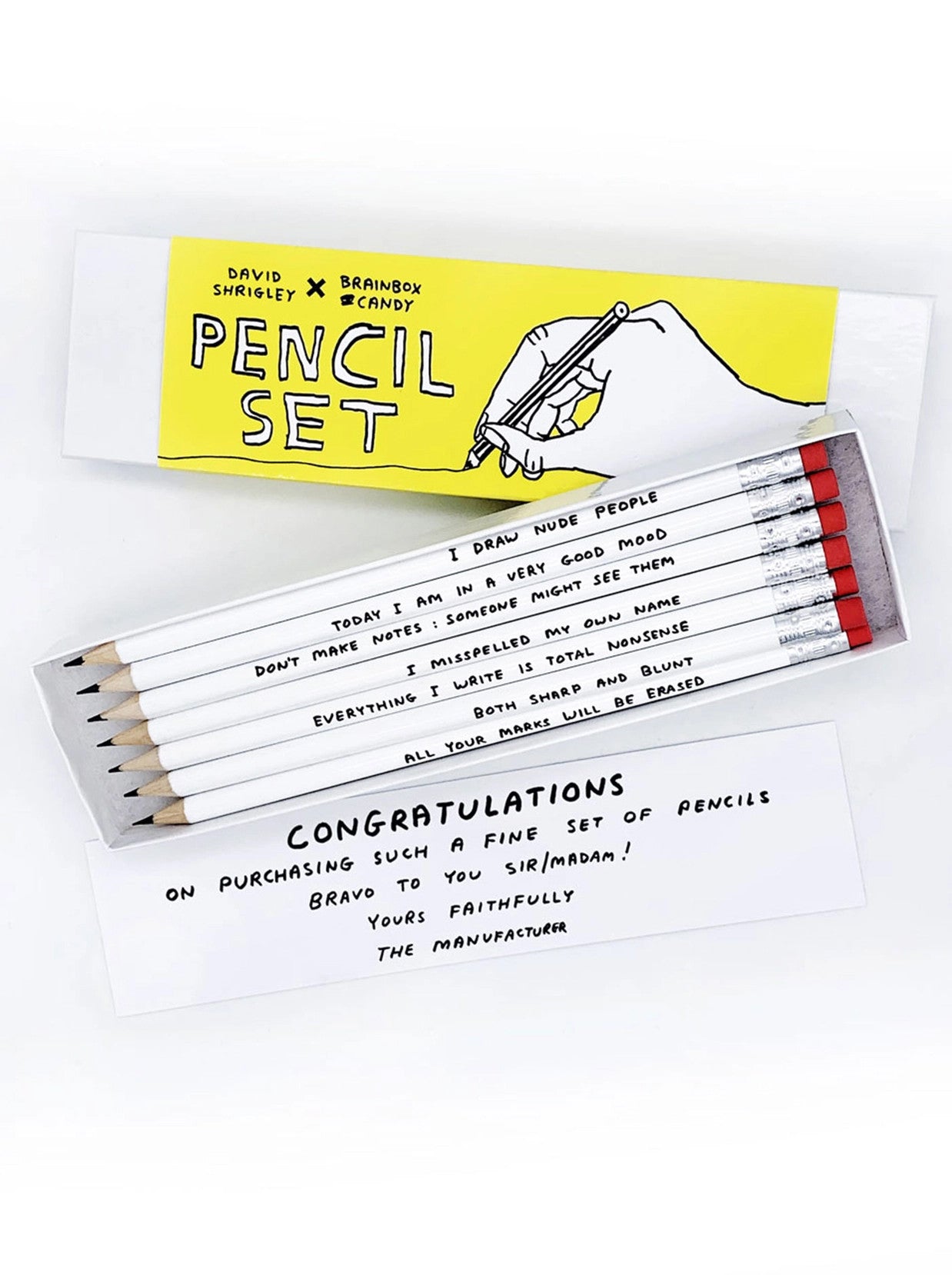 DAVID SHRIGLEY Pencil Set  (7 designs)