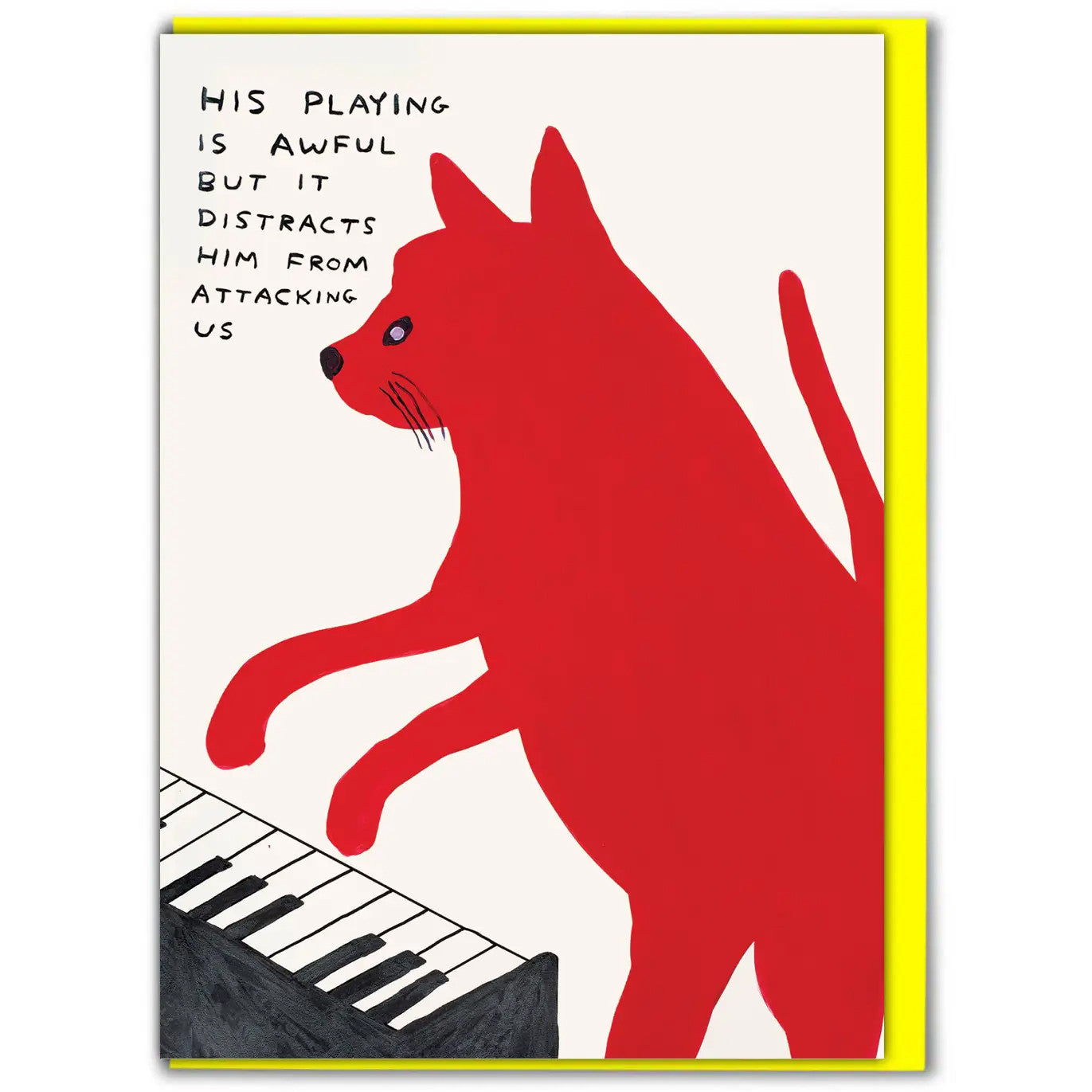 DAVID SHRIGLEY Piano Cat Card